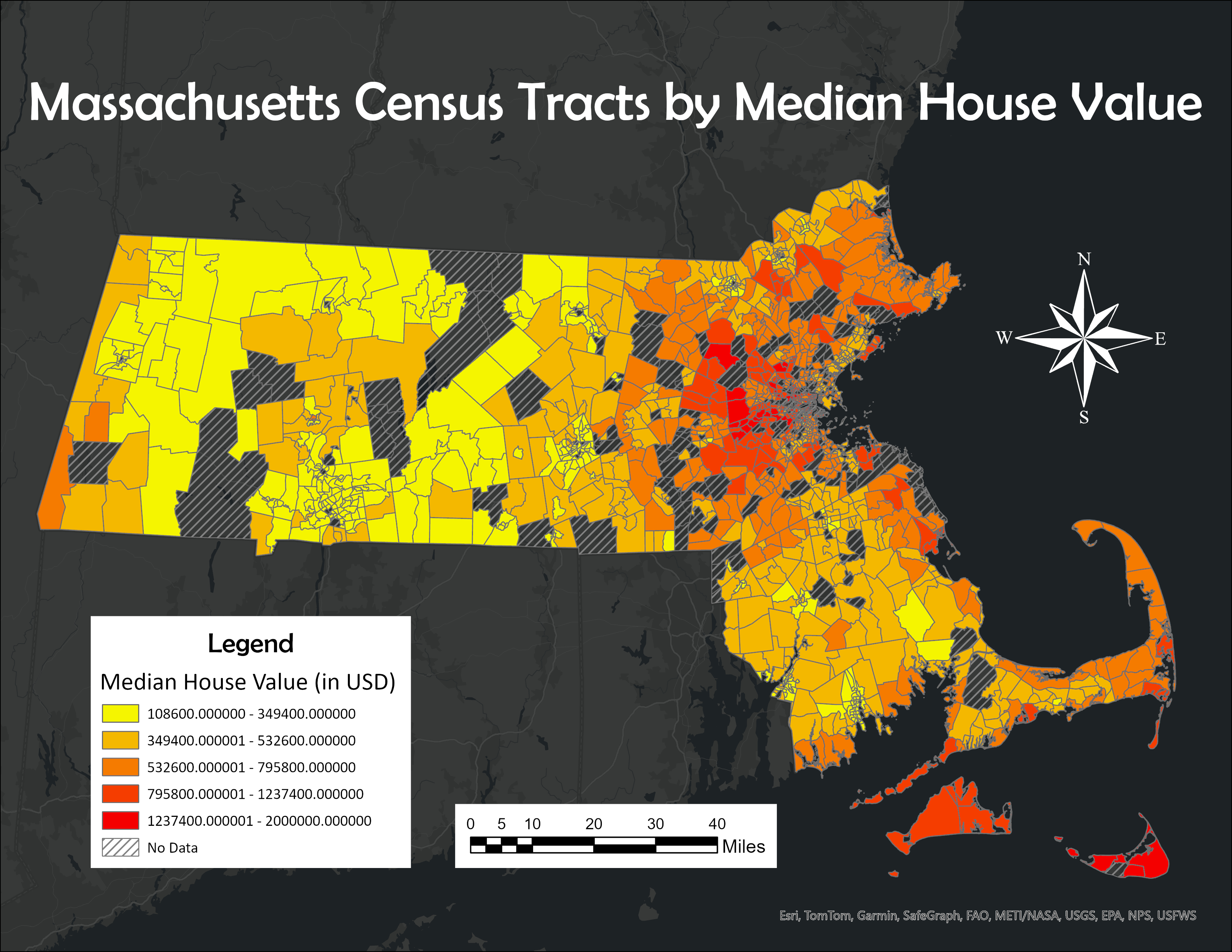Map of median household incomes for Massachusetts